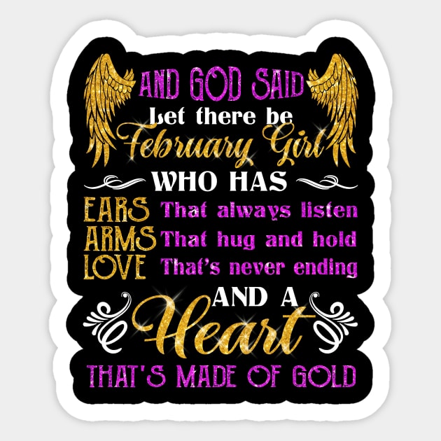 Awesome February Girl T shirt Gift Birthday Sticker by Elliottda